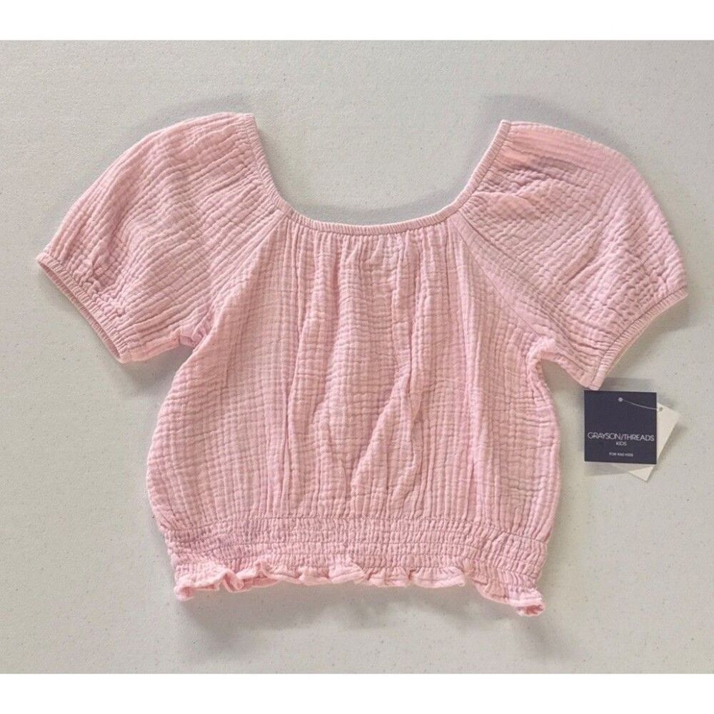 Grayson Threads Kids Pink Cotton Pullover Top Girls Medium Short Sleeve NWT